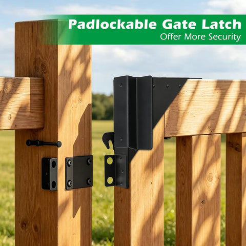 Beefy Heavy Duty Sliding Gate Kit For Deck And Fence With Smooth Roll Wheel Hardware Powder Coated Steel In Black Quiet Glide Weatherproof Gate System For Easy Outdoor Access, black gate latch on wood fence