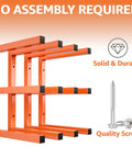 Beefy Heavy Duty Wood Organizer And Lumber Storage Wall Mount Rack With Six Levels Holds Up To 1200 Lbs Indoors Or Outdoors In Bright Orange