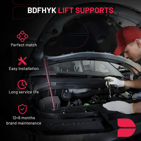 Front Hood Lift Supports Gas Spring Set For Lincoln Mark LT And 2004 to 2008 F150 shown during installation