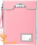 Pink lockable fireproof money pouch travel organizer 15x11 inches with combo lock, water and heat safe up to 5200°F for valuables.