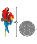 Tropical Scarlet Macaws Wall Sculpture For Living Room And Patio Bright Hand Painted Parrot Wall Art That Echoes Island Vibes South Seas Flair Colorful Exotic Bird Accent For Indoor Walls measuring 22 inches with size comparison