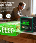 Pro Grade Angle Finder Magnetic Level With Laser Gauge For Table Saw And Woodworking LCD Backlit Display Level Tool For Construction And Machinery 0.2 Degree Precision Data Hold 4x90 Degree Coverage on woodworking bench
