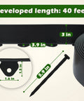 Plastic Landscape Edging Kit for Flower Beds and Pathways, 40 Foot Long and 3 Inch Tall, product dimensions and spike details