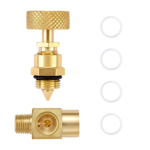 Brass needle valve, 1/4 NPT to 1/4 NPT, 2-pack with white O-rings, Amazon BISS