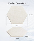 Product dimensions of 12 Pack Hexagon Acoustic Panels Self Adhesive Sound Proof Foam Beige showing sizes 12inch and 5.91inch.