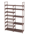 Boss 8 Tier Shoe Rack Organizer For Closet Entryway And Garage Brown Holds 26 To 32 Pairs Of Shoes And Boots With 15 Hooks Stackable
