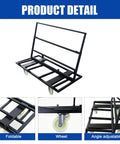 Heavy Duty Folding Table Cart Dolly 1800 Lb Capacity With 4 Swivel Casters showing expandable frame and caster wheels