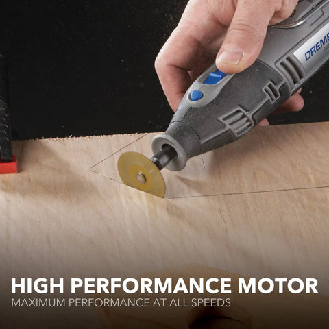 Cutting wood with 12V Cordless Rotary Tool Kit With 28 Accessories And Case For Engraving Sanding Polishing Wood Carving And Detail Work Portable Power For DIYers And Pros On The Go.