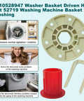 Washer Basket Driven Hub Kit With 52719 Bushing for heavy duty top load machines and images showing installation benefits