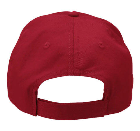 Back view of Forklift Operator Warehouse Statement Red Adjustable Printed Baseball Hat For Adults Classic Five Panel Cap With High Crown