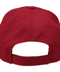 Back view of Red Forklift Operator Adjustable Baseball Hat for Warehouse Crew showing adjustable strap and stitching.