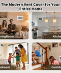 12x6 Adjustable Decorative AC Vent Cover For Wall Or Ceiling in different home settings with families, highlighting modern use.