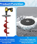 Two Stage Ice Auger Adapter Kit with 9.05 Inch Stopper Disc on Drill for Hand Augerer Demonstrated on Ice