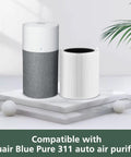 2 Pack Replacement Filters For Blueair Blue Pure 311 Auto Purifier, 2 In 1 Filtration System with purifier displayed indoors