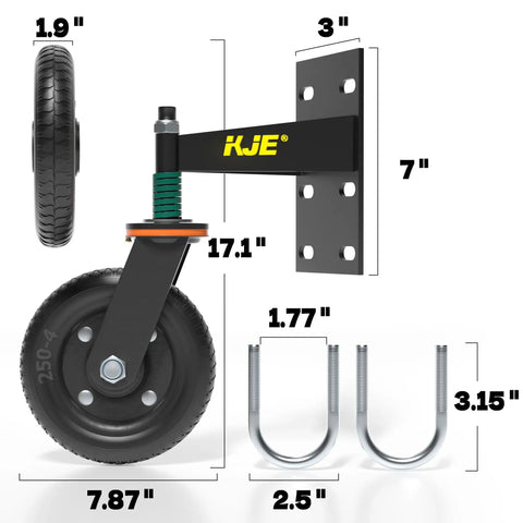 Heavy Duty Gate Wheel For Fences And Farm Gates, 8 Inch Wheel With 360 Degree Rotation, Spring Loaded Caster Supports Up To 600 Lbs