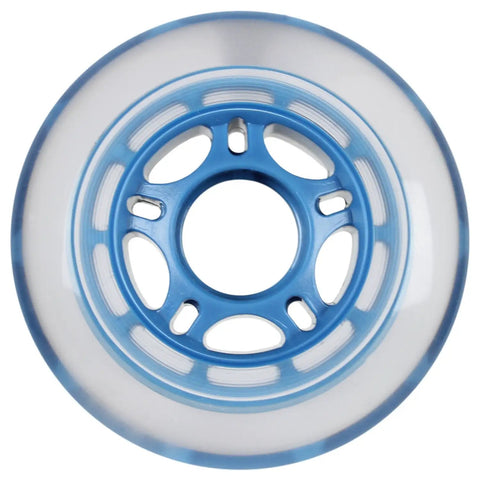 80mm 78A Indoor Roller Hockey Wheels for Inline Skates Blue 8 Pack With ABEC 9 Bearings Soft Urethane on Five Spoke Hub