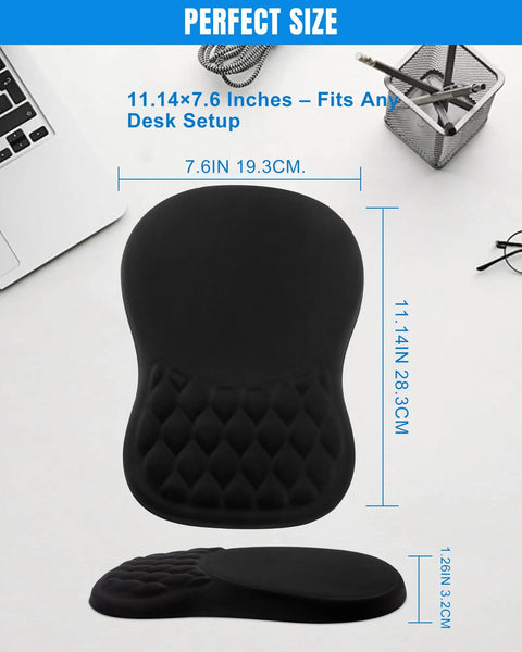 Ergonomic Mouse Pad With Wrist Rest For All Day Comfort, Slope Design Memory Foam Support, Smooth Lycra Surface, 7.6x11.14 inches