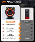 120dB Cat Shaped Car Alarm With Motion Sensor And Red Flashing Light Wireless Remote Anti Theft Device For Cars Trucks SUVs And RVs USB Rechargeable Vehicle Security Alert Lights Upgrade Five Point Zero, front view