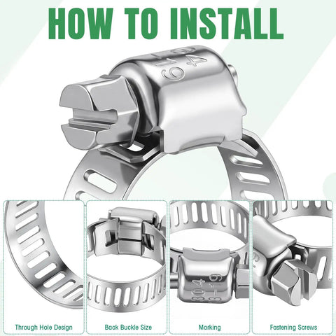 Bulk 300 Piece Stainless Steel Hose Clamp Assortment Kit With Worm Gear Clamps For Automotive Repairs And Plumbing Fixes Size Range 1/2 To 3/4 Inch Perfect DIY Vibe, stainless steel worm gear clamp installation guide