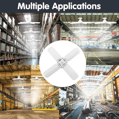 Four-Panel Deformable LED Garage Light 60W 6000LM High Bay Shop Light With Adjustable Panels 6500K Daylight E26 E27 Base Beast Bright Utility Ceiling Light For Garage Workshop Shed