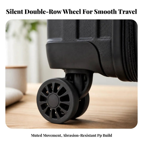 Game Changer Twin Roller Luggage Wheel Replacement Hub With Metal Ball Bearing Insert For Suitcase Repair Smooth Road Ride 360 Swivel Quiet Rolling Travel Bag Quick Fix Heavy Duty Design close-up of double-row wheel.