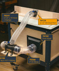 Secure Your Weekend Warrior Project With This Universal 2-1/2 Inch Dust Collection Port And Vacuum Hose Connector Flange For Table Saws Jointers Planers And Woodshop Gear. 2-1/2-inch dust port with hose and Y fitting setup.