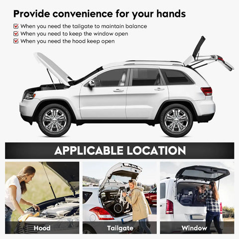 Top Shelf Hella Sturdy Rear Trunk Lid Struts And Lift Supports For Buick Century 2000 2005 And Regal 1999 2004 Oldsmobile Intrigue Left Right Pair 4122 Exact Fit Smooth Action white SUV with hood, tailgate, and window open for convenience