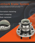 Rear Driver Or Passenger Wheel Hub Bearing Set For Hyundai Azera, Sonata, Tucson And Kia Cadenza, Optima, Rondo, Sportage, Pair, Durable And Corrosion Resistant, FWD Compatible, close-up view, highlighting corrosion-resistant features.