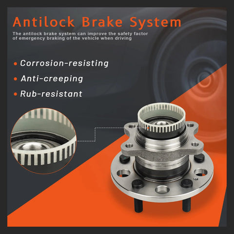 Rear Driver Or Passenger Wheel Hub Bearing Set For Hyundai Azera, Sonata, Tucson And Kia Cadenza, Optima, Rondo, Sportage, Pair, Durable And Corrosion Resistant, FWD Compatible, close-up view, highlighting corrosion-resistant features.