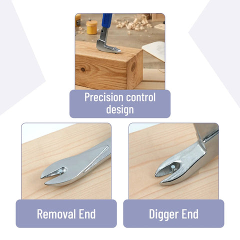 Close-up of Cat's Paw Nail Puller Tool 10-Inch with forged steel design showing precision control, removal end, and digger end.