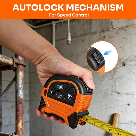 2-In-1 Laser Tape Measure With 197 Ft Laser Range And 16 Ft Manual Tape, Magnetic Hook, Pythagorean, Area And Volume Calculator, Digital Measuring Tool For Woodworking And DIY Projects with autolock switch