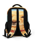 Back view of Bone Tag Golden Dog Printed Backpack For Unisex Large Capacity Durable Polyester with breathable straps.