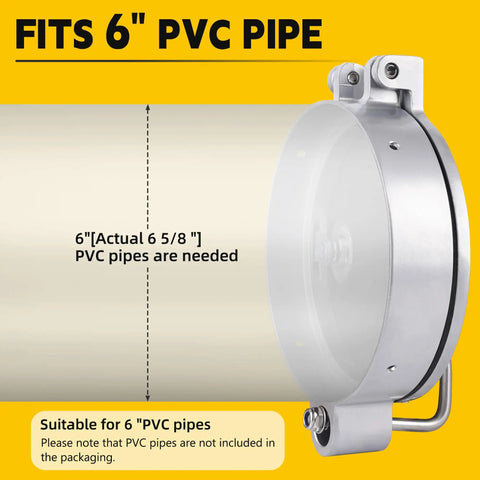 6 Inch PVC Conduit Carrier Kit With Heavy Duty Locking for 6-inch pipes on a silver corrosion-resistant surface