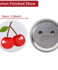 Premium 2.25 Button Maker Supplies Packed With Two Hundred Sleek Metal Badge Blanks And Crisp Paper Discs for a cherry design pin.
