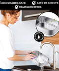 Woman washing 1.5L food grade stainless steel container of Electric Heated Lunch Box For Adults With 80W Fast Heating
