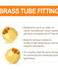Grease Monkey Approved 10 Piece Beefy Brass 45 Degree Flare Tube Fittings One Quarter Inch Sae Copper Pipe Extenders showing two brass tube fittings.