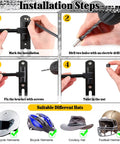 Installation steps for Six Pack Motorcycle Helmet Rack Wall Mount With 180 Degree Rotation And Dual Hooks