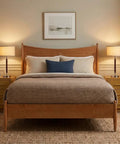 Bedroom with Carter LED Bedside Lamp With Soft Ambient Glow For Bedroom And Office, on nightstands, wood bedframe