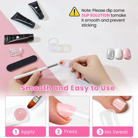 Applying polygel with brush from All In One Polygel Toe Nail Kit With UV Light, Includes 3 Color Polygel 15ml Each, 12W Mini Nail Lamp.