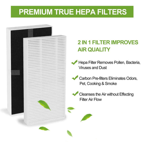 4 Pack HEPA Air Purifier Replacement Filters, Febreze FRF102B, Honeywell HHT270 HHT290, shown in promotional graphic