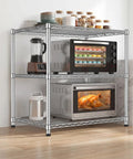 Beefy Heavy Duty 24 Inch Deep Metal Wire Shelving Unit For Kitchen Garage And Pantry, Adjustable Shelves, Microwave Stand, Sturdy Steel Bakers Rack, Standing Organizer, Industrial Grade Storage With 550 Lbs Per Shelf And 1650 Lbs Total Capacity with microwave, blender, and oven