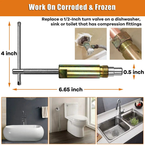 Go-To Sleeve Puller Tool for 1/2 Inch Compression Fittings displayed with bathroom and kitchen sinks