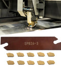 Pro Grade Lathe Tool Holder Set with 10 GTN-3 SP300 inserts and SPB26-3 blade shown in metal workshop.