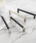Knurled Black And Nickel Cabinet Pull Handle For Kitchen Cabinets And Dressers, One Piece Metal Pull With Eight Point Eight Inch Center
