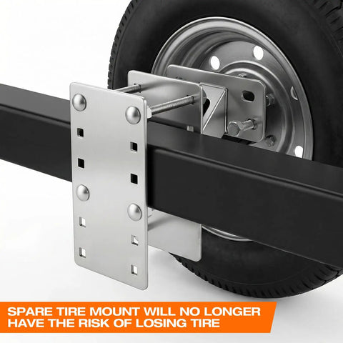 Beefy Heavy Duty Spare Tire Carrier For Trailers 150 Lb Capacity Stainless Steel Mount Bracket Fits 4 5 And 6 Lug Wheels on trailer