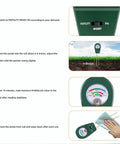 Step-by-step guide for 3-In-1 Soil Moisture Meter pH And Fertility Tester For Indoor And Outdoor Plants, showing setup and use.