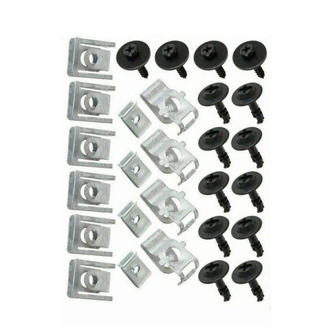 28 Piece Motor Housing Clips Kit Direct Replacement For Sub Plate Fixation Durable Heavy Duty Fasteners Built To Last For Quick Auto Repair And Maintenance Projects, assorted clips and screws