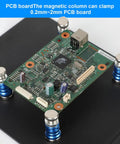 Heavy Duty Soldering Helping Hands With Magnifying Glass And LED Light, PCB clamped by magnetic base plate
