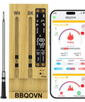 WiFi Sub 1G Wireless Meat Thermometer With 7 NIST Sensors showing probes, digital base, and app display for BBQ monitoring.