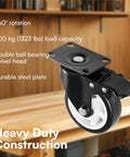 Heavy Duty Caster Wheels With Brakes For Carts And Furniture, 4 Pack Black Casters With Double Ball Bearing Swivel Heads